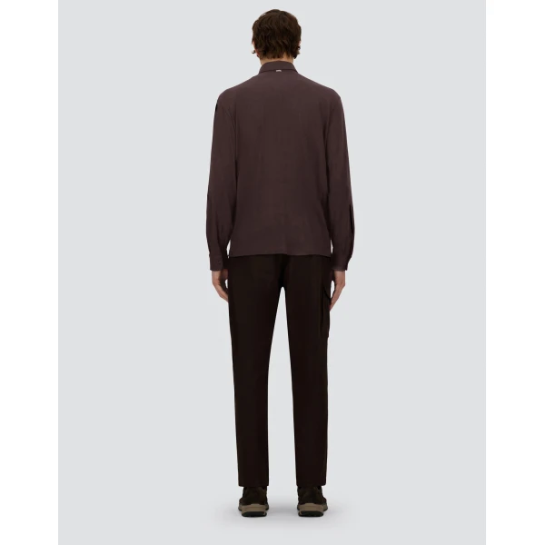 Herno Dark Brown Resort Long-Sleeve Polo Shirt in Wool Jersey with a Shiny Finish | Men's T-Shirts and Polos | Luxury Shoes 