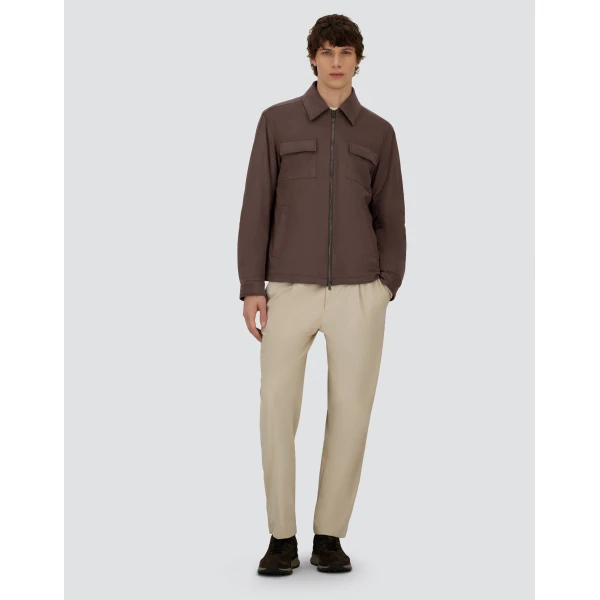Herno Dark Brown Resort Overshirt in Suede-Effect Microfibre | Men's Jackets | Luxury Shoes 
