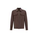 Herno Dark Brown Resort Overshirt in Suede-Effect Microfibre | Men's Jackets | Luxury Shoes 