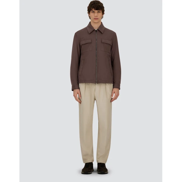 Herno Dark Brown Resort Overshirt in Suede-Effect Microfibre | Men's Jackets | Luxury Shoes 