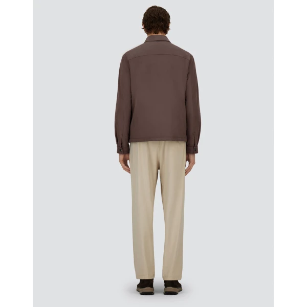 Herno Dark Brown Resort Overshirt in Suede-Effect Microfibre | Men's Jackets | Luxury Shoes 