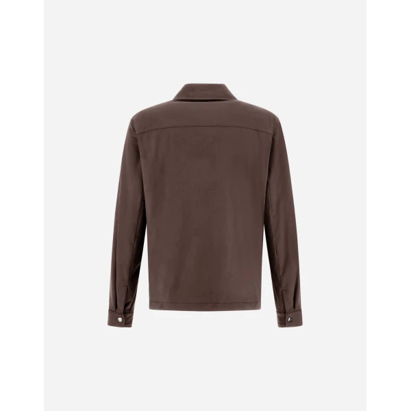 Herno Dark Brown Resort Overshirt in Suede-Effect Microfibre | Men's Jackets | Luxury Shoes 