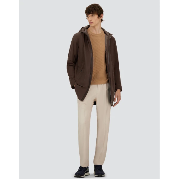 Herno Dark Brown Resort Parka in 4-Way Stretch Nylon | Men's Coats | Luxury Shoes 
