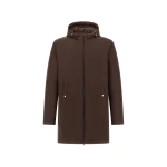 Herno Dark Brown Resort Parka in 4-Way Stretch Nylon | Men's Coats | Luxury Shoes 