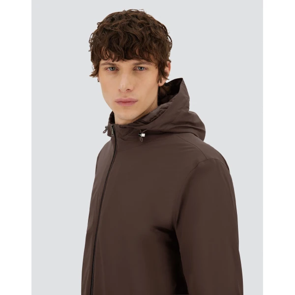 Herno Dark Brown Resort Parka in 4-Way Stretch Nylon | Men's Coats | Luxury Shoes 
