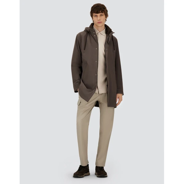 Herno Dark Brown Resort Parka in Melange-Effect Stretch Nylon and Light Faux Fur | Men's Coats | Luxury Shoes 