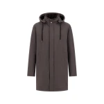 Herno Dark Brown Resort Parka in Melange-Effect Stretch Nylon and Light Faux Fur | Men's Coats | Luxury Shoes 