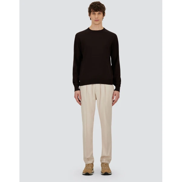 Herno Dark Brown Resort Sweater in Wool and Silk | Men's Knitwear | Luxury Shoes 