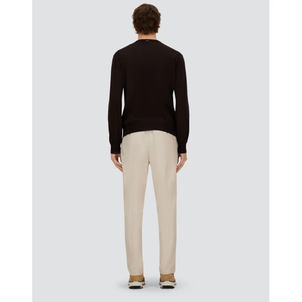 Herno Dark Brown Resort Sweater in Wool and Silk | Men's Knitwear | Luxury Shoes 