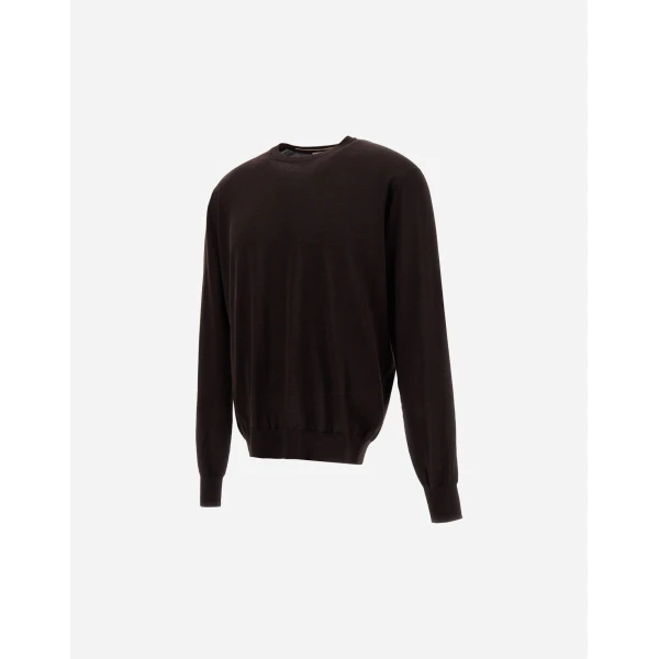 Herno Dark Brown Resort Sweater in Wool and Silk | Men's Knitwear | Luxury Shoes 