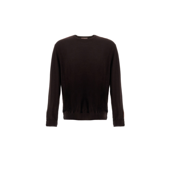 Herno Dark Brown Resort Sweater in Wool and Silk | Men's Knitwear | Luxury Shoes 