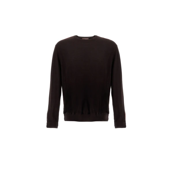 Herno Dark Brown Resort Sweater in Wool and Silk | Men's Knitwear | Luxury Shoes 