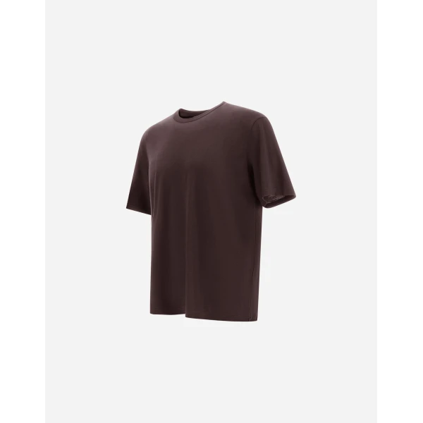 Herno Dark Brown Resort T-Shirt in Wool Jersey with a Shiny Finish | Men's T-Shirts and Polos | Luxury Shoes 