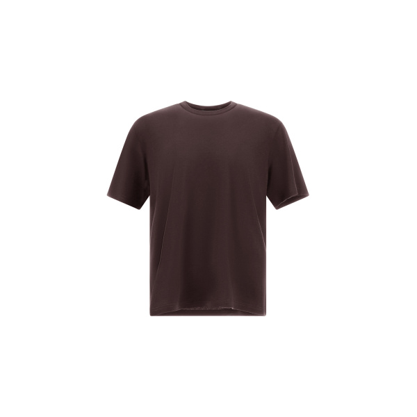 Herno Dark Brown Resort T-Shirt in Wool Jersey with a Shiny Finish | Men's T-Shirts and Polos | Luxury Shoes 