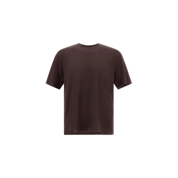 Herno Dark Brown Resort T-Shirt in Wool Jersey with a Shiny Finish | Men's T-Shirts and Polos | Luxury Shoes 