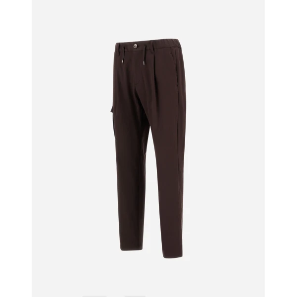 Herno Dark Brown Resort Trousers in Stretch Cotton | Men's Trousers | Luxury Shoes 