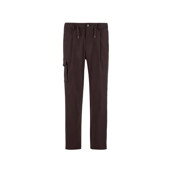 Herno Dark Brown Resort Trousers in Stretch Cotton | Men's Trousers | Luxury Shoes 