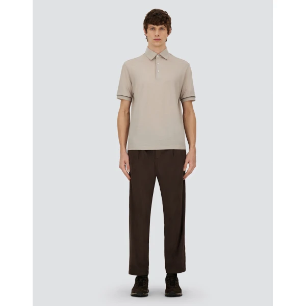 Herno Dark Brown Resort Trousers in Suede-Effect Microfibre | Men's Trousers | Luxury Shoes 