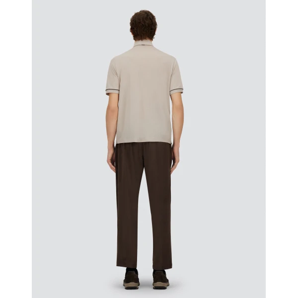 Herno Dark Brown Resort Trousers in Suede-Effect Microfibre | Men's Trousers | Luxury Shoes 
