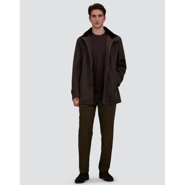 Herno Dark Brown Short Coat in Fine Wool | Men's Coats | Luxury Shoes 