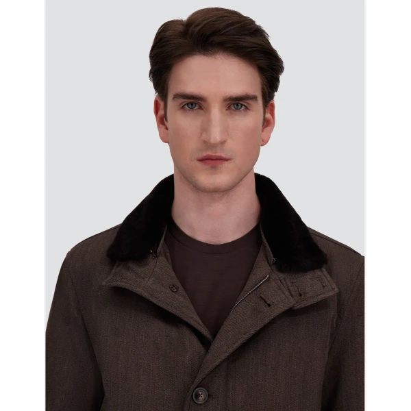 Herno Dark Brown Short Coat in Fine Wool | Men's Coats | Luxury Shoes 