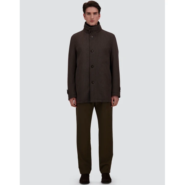 Herno Dark Brown Short Coat in Fine Wool | Men's Coats | Luxury Shoes 