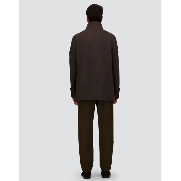 Herno Dark Brown Short Coat in Fine Wool | Men's Coats | Luxury Shoes 