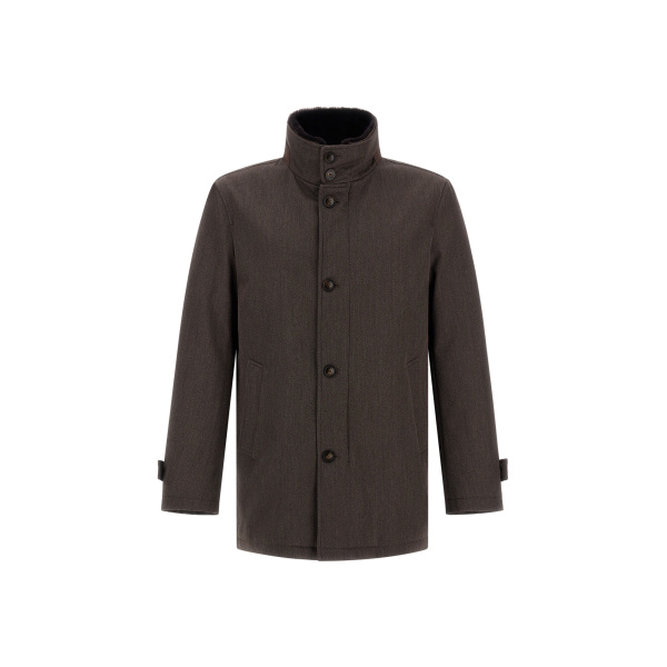 Herno Dark Brown Short Coat in Fine Wool | Men's Coats | Luxury Shoes 