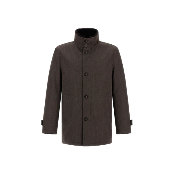 Herno Dark Brown Short Coat in Fine Wool | Men's Coats | Luxury Shoes 
