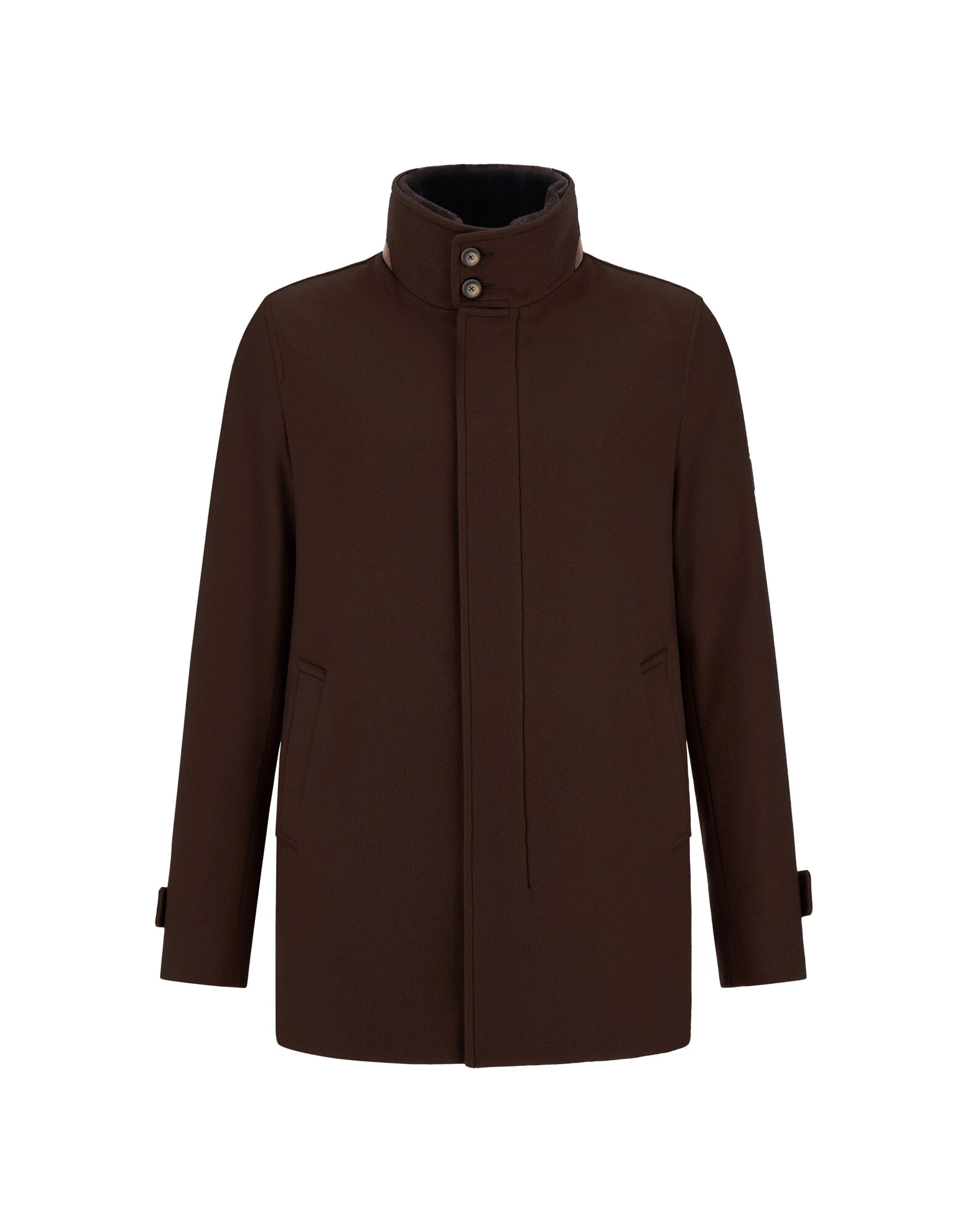 Herno Dark Brown Short Coat in Pure Cashmere and Suede Effect Herno Dark Brown Short Coat in Pure Cashmere and Suede Effect | Men's Coats | Luxury Shoes