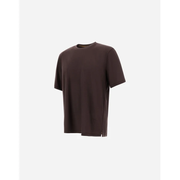 Herno Dark Brown T-Shirt in Wool Jersey | Men's T-Shirts and Polos | Luxury Shoes 