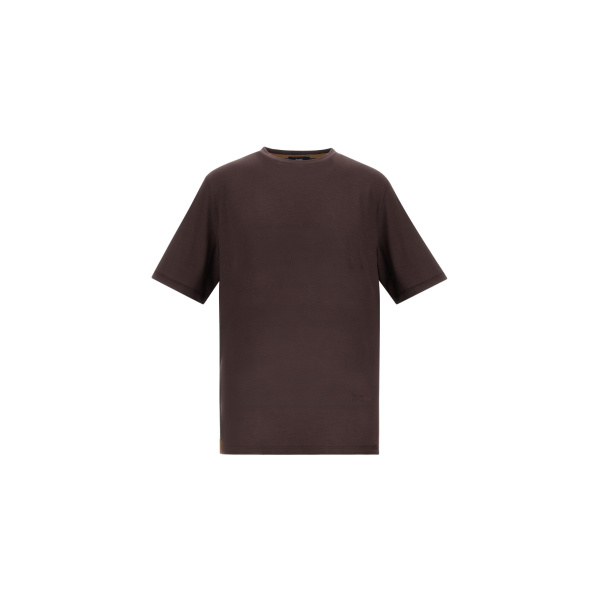 Herno Dark Brown T-Shirt in Wool Jersey | Men's T-Shirts and Polos | Luxury Shoes 