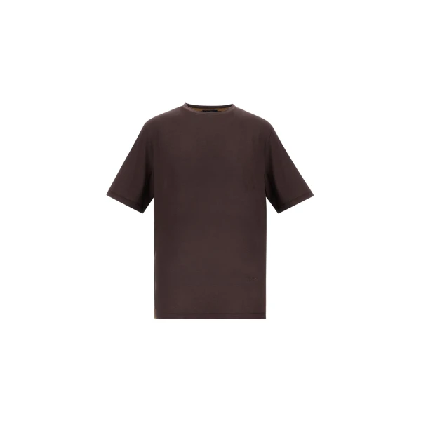 Herno Dark Brown T-Shirt in Wool Jersey | Men's T-Shirts and Polos | Luxury Shoes 