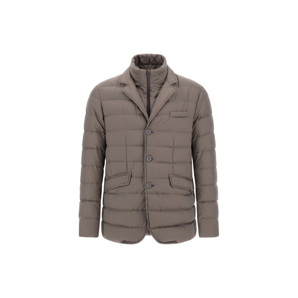 Herno Dark Taupe Blazer in Arendelle and Monogram | Men's Jackets | Luxury Shoes 