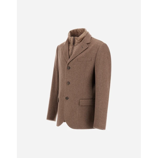Herno Dark Taupe Blazer in Pure Cashmere and Nylon Ultralight | Men's Jackets | Luxury Shoes 
