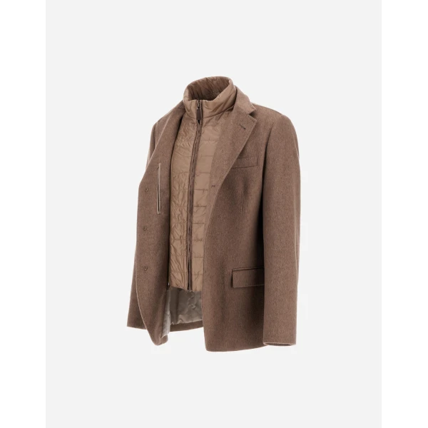 Herno Dark Taupe Blazer in Pure Cashmere and Nylon Ultralight | Men's Jackets | Luxury Shoes 
