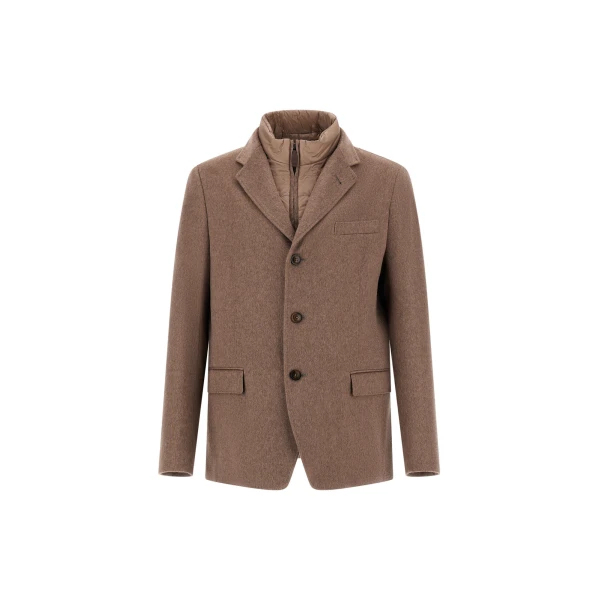 Herno Dark Taupe Blazer in Pure Cashmere and Nylon Ultralight | Men's Jackets | Luxury Shoes 