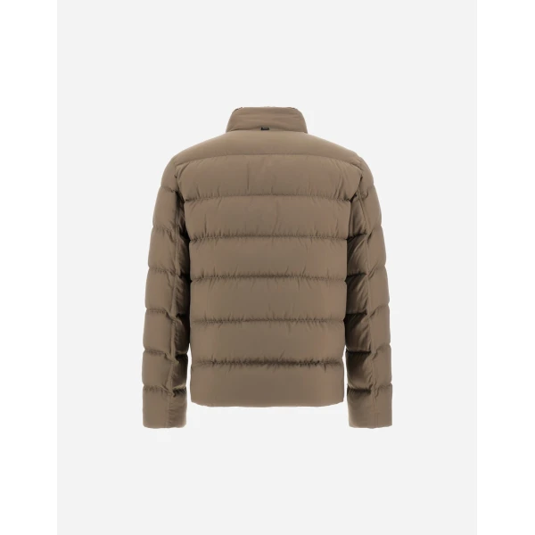 Herno Dark Taupe Bomber Jacket in Arendelle and Faux Fur | Men's Jackets | Luxury Shoes 