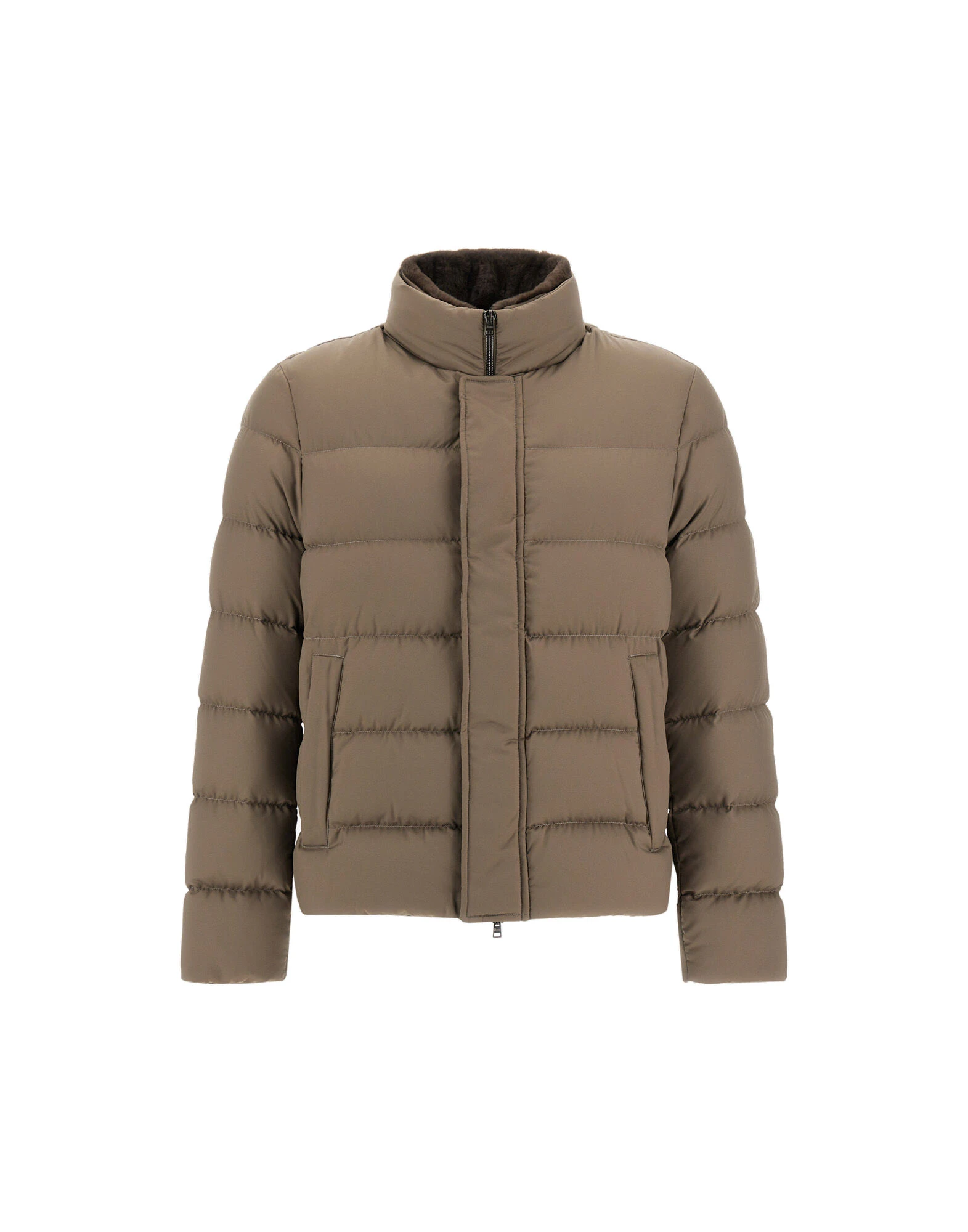 Herno Dark Taupe Bomber Jacket in Arendelle and Faux Fur Herno Dark Taupe Bomber Jacket in Arendelle and Faux Fur | Men's Jackets | Luxury Shoes
