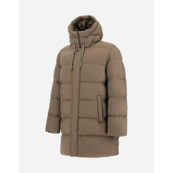 Herno Dark Taupe Long Jacket in Arendelle and Monogram | Men's Jackets | Luxury Shoes 