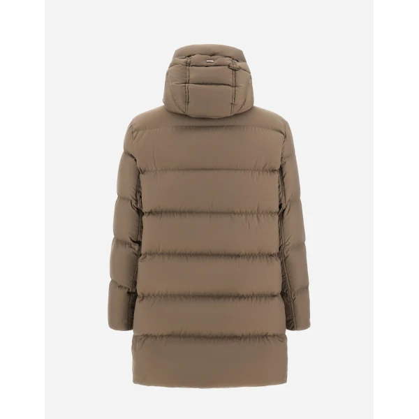 Herno Dark Taupe Long Jacket in Arendelle and Monogram | Men's Jackets | Luxury Shoes 