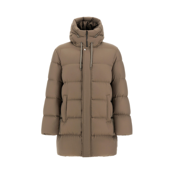 Herno Dark Taupe Long Jacket in Arendelle and Monogram | Men's Jackets | Luxury Shoes 