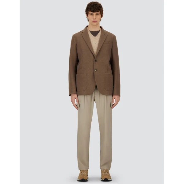 Herno Dark Taupe Resort Blazer in Soft Wool-Effect Jersey | Men's Jackets | Luxury Shoes 