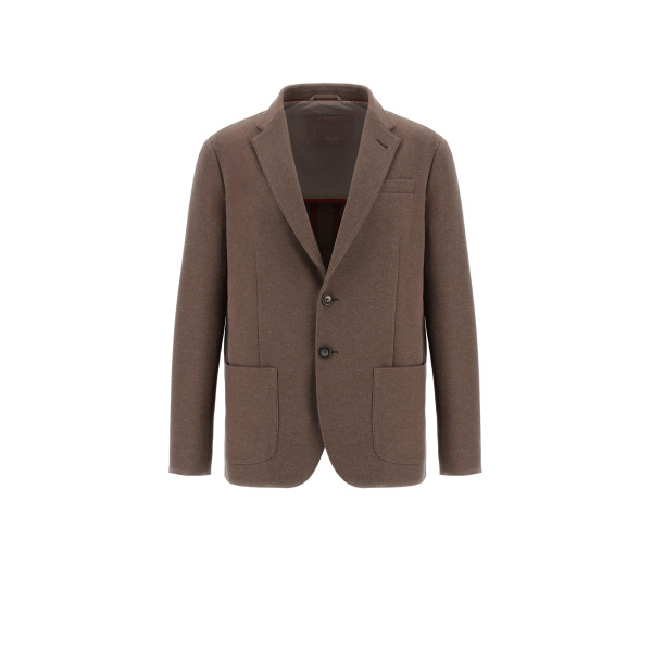 Herno Dark Taupe Resort Blazer in Soft Wool-Effect Jersey | Men's Jackets | Luxury Shoes 