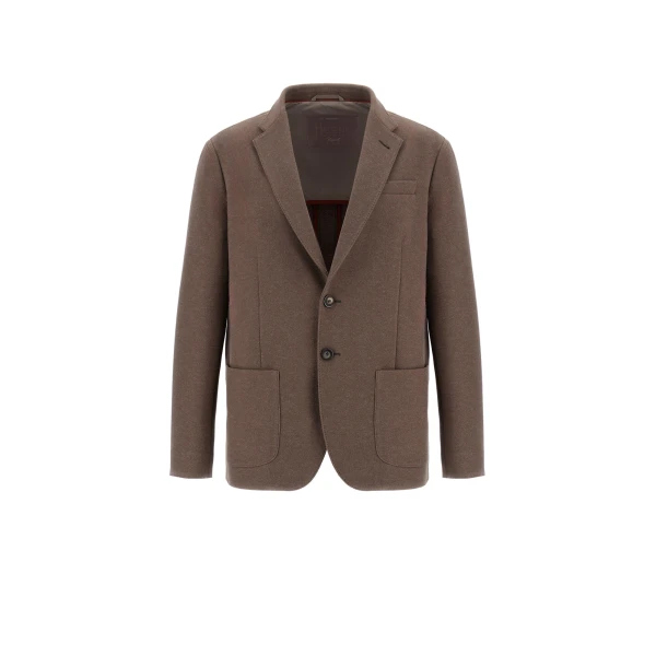 Herno Dark Taupe Resort Blazer in Soft Wool-Effect Jersey | Men's Jackets | Luxury Shoes 