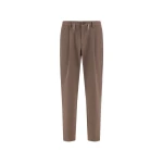 Herno Dark Taupe Trousers in Cotton-Effect Stretch Fabric | Men's Trousers | Luxury Shoes 