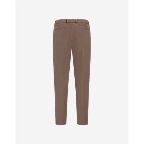 Herno Dark Taupe Trousers in Cotton-Effect Stretch Fabric | Men's Trousers | Luxury Shoes 