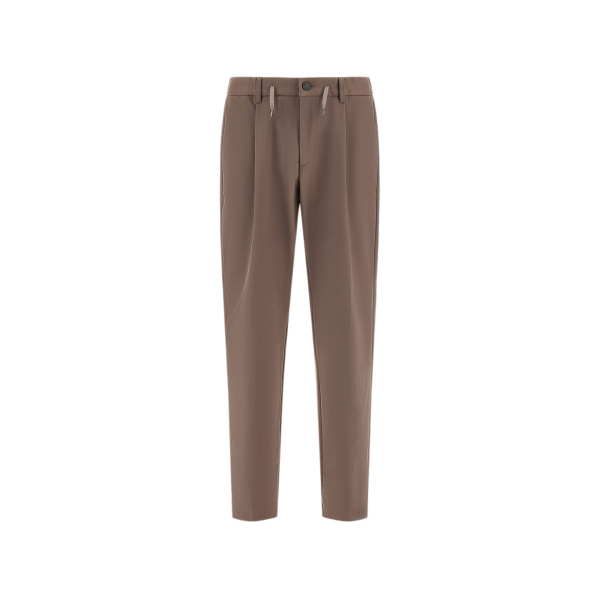 Herno Dark Taupe Trousers in Cotton-Effect Stretch Fabric | Men's Trousers | Luxury Shoes 