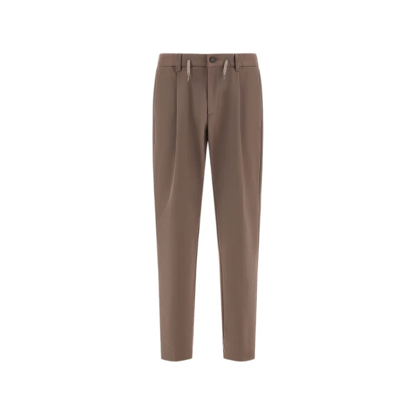 Herno Dark Taupe Trousers in Cotton-Effect Stretch Fabric | Men's Trousers | Luxury Shoes 