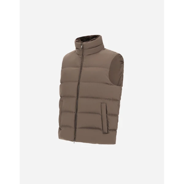 Herno Dark Taupe Vest in Arendelle and Monogram | Men's Jackets | Luxury Shoes 